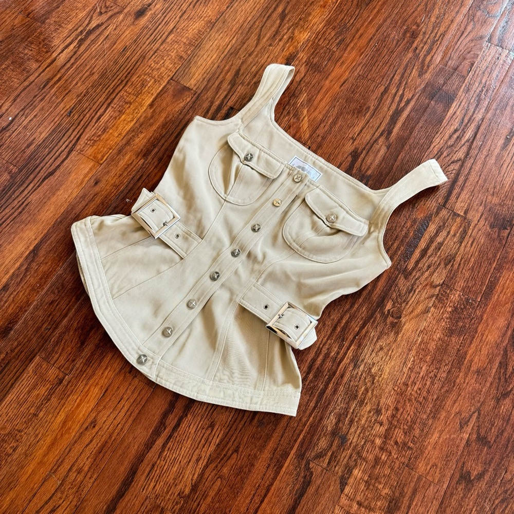 Vintage beige Mugler Trademark corset top from the late 90s